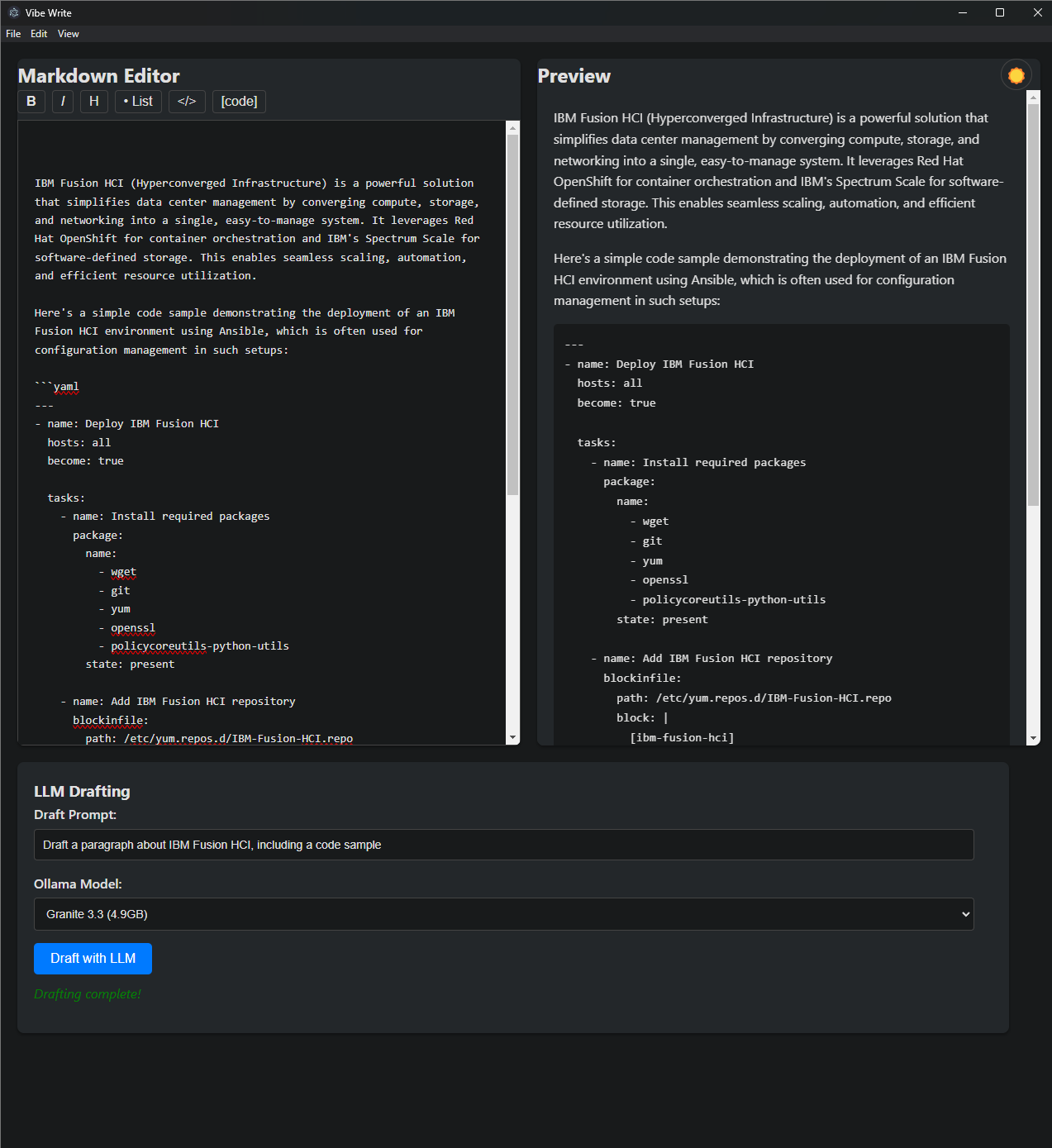 Vibe Write Interface